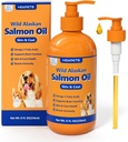 野生阿拉斯加沙门油用于养狗和猫,鱼油Omega 3 与EPA & DHA 用于养皮和肥料,Imune,脑,联合和心脏健康,狗和猫鱼油加泵-8 oz