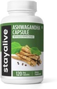 将Ashwagandha与黑辣椒一起活下来,10:1 提取物,120 药丸,100% 纯根粉,超强盖,Non-GMO & Gluten Free Ashwagandha 男女补充物