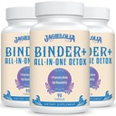 All-In-One Detox Binder Supplement 1500 MG - 生物利用率高,Liver Gut Detox Cleanse 与活化炭,Zeolite & Bentonite Clay 用于毒素,Liver, Digestive, 270 Vegan Capsules