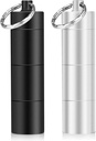 Opret 2 Pack Keychain Pill Holder, 3 比较金属小药箱,防水便携式旅行药箱, Pill容器用于Purse, Matte Black & Silver