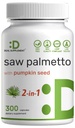 Saw Palmetto 补充南瓜种子,300 Capsules |促进前列腺健康 | DHT 屏障 |头发生长维生素,维持正常的尿液频率