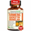 Quercetin with Bromelain Turmeric Curcumin 补编 – 过敏救济,联合和免疫支持 – 有机图尔克补编 黑色辣椒(Bioperine) – 180 Quercetin 500mg Capsules
