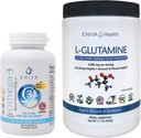 Eniva L-Glutanine 粉末、1.1-Pund和Omega-3鱼油(60盖)