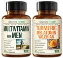 Mens Multivitamins + Turmeric Melatonin Valerian Bundle 联合支助和不适救济、免疫卫生和炎症反应