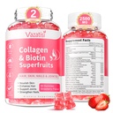 2 Pack Sugar Free Collagen Gummys for Men Men, Multi Collagen Peptides Gummys I II III V X 配Biotin维生素A B C D E 配发皮钉,草莓火焰,120 Counter