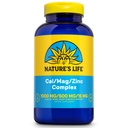 NATURE的Life Cal Mag Zinc Complex 1000mg / 500mg / 15mg - Calcium Magnesium Zinc 补充 w/维生素D和Boron - Bone健康,肌肉和心脏健康支持,60天保障,62 Servi,250 caps