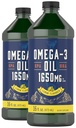 Carlyle Omega 3 鱼油液体 | 1650mg | 32 fl oz(2× 16oz瓶) | Lemon Flavor | Non-GMO & Gluten 免费补充品