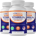 维生素3 Pack 维生素D3 50,000 IU(如Cholecalciferol),一次每周剂量,1250毫克,60个蔬菜卡普尔 1年供给,进步公式帮助维生素缺陷