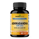 SANDHHHERBALS Sandhu Herbals Ashwagandha 补充 + 60 有机4 in 1 Capsules, 1个月供应 + 与锌,黑辣椒和圣巴西尔提取 → 支持Immune 健康 → 非GMO