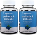 Basics Prebiotic & Probiotic Gummys, 2 亿 CPU, 蓝莓, 50 count (2 per service) (Presently Solimo) (Pack of 2).
