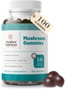 蘑菇补充剂 Gummys - Pure 提取多蘑菇补充剂 - Chaga, Reishi, Cordyceps & Lion's Mane - 50 Day Supply Chewable Gummys (100 pcs) (英语).
