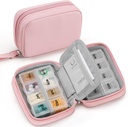 Zannaki Cute Pill for Purse with Two Remove 7-Day Pill Box, Travel PU Leather Pill case, 携带储存袋的便携式每周Pill容器 维他命,鱼油,补充品(Pink)