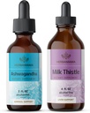 HERBAMAMA 草药液滴 Kit - Ashwagandha根茎的包件 2 fl oz & Milk Thetle 提取 4 fl oz - Vegan, Non-GMO,糖和无酒精 - 2 pack