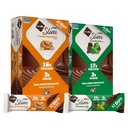 NuGo Slim Vegan Variety - Crunchy 花生酱 12 条和巧克力薄荷 12 条, 低净碳, Keto Friendly, 16-17g 植物基蛋白, Gluten Free, 24 计数