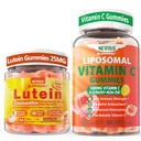 NEVISS 1 Pack Liposomal 维生素 C 1000mg Gummys + 1 Pack Lutein Zeaxanthin 补充 Gummys