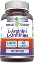 神奇的L-Arginine/L-Ornithine 1500 Mg Per Service, Capsules → Non-GMO → Gluten Free → 氨基酸补充剂(120个计数)