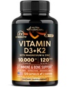 维生素D3 K2 - 维生素D3 1000 iu & K2作为MK-7 120 mcg - Immune & Mood 支持,用于骨和牙齿健康 - 与镁,锌和维生素C & B12 - 高生物可用性 - 在美国制造,120 capsules