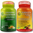 Liposomal Glutathione 500mg & Quercetin with Bromelain, Zinc, and Vitamin C – 抗氧化剂和免疫支持包 有机全食品混合剂 – Vegan, 非GMO 呼吸卫生公式