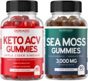 Keto ACV Gummys (60 Counter) 高级体重损失公式和爱尔兰海 Moss Gummys (90 Counter) 配有 Bladderwrack & Burdock Root 用于甲状腺素,能量和免疫支持 - 非 GMO, Vegan Safe & Made in US