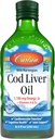 Carlson - Cod Liver Oil 1100 mg Omega-3s Plus 维生素 A & D3 - 野生捕捉 EPA DHA Omega 3 补编 - 挪威北极地区,可持续来源的北欧鱼油液,不味,250 mL(8.4 Fl Oz)