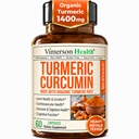 Turmeric Curcumin 配黑椒抽取剂-高概率有机Turmeric 1400mg & 95% Curcuminoids 用于联合和消化健康-联合支持补充剂-60 Vegan Curcuma Capsules