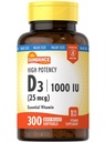 圣丹斯维生素D3 1000 IU → 300 Softgels → 高概率 → 基本维生素配方 → 非GMO 和 Gluten 免费补充