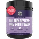 16oz Bone Broth Powder with Grass Fed Collagen Peptides - 无味,零碳化物,乳品免费,无添加剂,无填充剂 - 天然源 I型和III型 - Grass Fed Bone Broth Collagen Powder