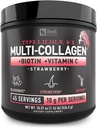 含有维生素C、Biotin、Hyaluronic Acid的多焦磷酸酯蛋白粉(1、2、3、5和10),用于毛皮和钉子-海洋、波文、鸡和蛋壳(草莓,45种)