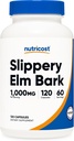 营养成本 滑行 Elm Bark Capsules 1000mg 个人服务, 120 Capsules - 非 GMO, Gluten Free, 蔬菜友好