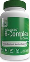 Health Thru营养高级B-Complex Plus Choline - Vegan QQ 能量认知和元磁学支持 QQ 具有550mg Choline, B12, Biotin, 以及 More QQ 非GMO(60包)的高概率