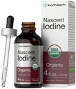 Horbaach Nascent Iodine Drops 4 Fl Oz 有机液体叮当补充 + 作为碘钾 → Vegan, Non-GMO, 和 Gluten Free
