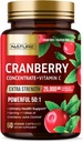 由Nature Cranberry Pills 25 000mg-超强50:1 集中提取维生素C-女性尿道切除健康补充剂-非GMO,无糖,Vegan-60 Capsules