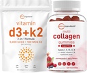 微成份 维生素 D3 5000iu + K2 100mcg 软胶和多Collagen Peptides Gummies Bundle Pack → 基本阳光维生素 → 类型 I,II,III,V,X 蛋白与生物素,Hyaluronic酸, & Vitami
