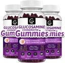 Glucosamine Chondroitin Gummys配有MSM & Elderberry – 超强流动性和灵活性支持,成人、男女抗氧化剂免疫补充剂-60 Condroitin Gummys(3包)