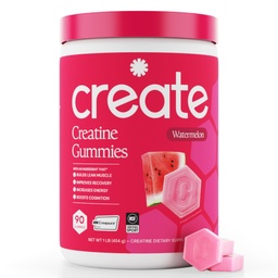 创建供男性和女性使用的Creatine Monohydrate Gummys -- -- 推动焦点、力量和耐力、抗汞公式、Vegan、Gluten-Free、Non-GMO、每Gummy1.5克克里坦(Watelon,90厘米)