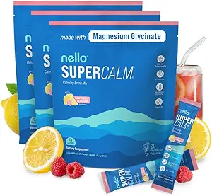 Nello Supercalm Drinking Mix - Ashwagandha KSM 66, 镁Glycnit & L-Theanine 补编,维生素D3 - Ashwagandha 根提取(3-Pack)