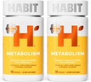 Habit代谢 Supplement 2 Pack (120 Capsules) - 支持消化健康与代谢,维生素B12,硒,铬,苹果苹果苹果苹果醋,Vegan,Non-GMO