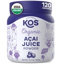 KOS 有机Acai 汁粉 - USDA 认证的有机、植物制超食品抗氧化剂、巴西的超级莓、滑冰和碗、0g糖、Vegan、Gluten-Free、非GMO - 120种服务