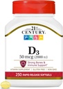 21世纪 D3 2000 IU Softgels, 250 计数