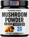 即时蘑菇粉 10:1 – Cordyceps Mushroom Supplement with Reishi, Chaga & Shiitake – Cafeine-Free Nighttime Drinch with B6, B12, D + Probiotics Cacao 有机搅拌剂(无甜酒)