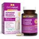 妇女日报 Nouri Hormone 平衡 Probiotic 支持健康的雌激素, PMS, PCOS, Perimenopause, 阴道pH, Yeast, Gut Health, Skin & 豁免 QQ 7 Strains + Vegan Omega Oil + 30日供应