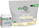 Sunwarrior 活性有机蛋白粉 植物基香草 蒸汽 45 服和克丽坦 单水合物 粉 60 服