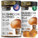 蘑菇Gummys 5000 Mg 120 Pcs (2 Pack) - 狮子马恩和9 适应性蘑菇 Blend - Ashwagandha, L-Thenine - 蘑菇Gummys for Energy, 豁免,焦点,脑靴 - 无糖和转基因组