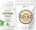微成份 维生素 D3 10,000iu + K2 200mcg 椰油软胶 & Moringa Oleifera 6 000mg 等效300 Capsules Bundle 2 Pack → 基本阳光维生素 → 抗氧化剂补充剂