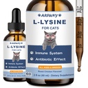 猫的L-赖氨酸补充剂 - 免疫支持 - 60ML Lysine for Feline呼吸,喷嚏,Runny Nose,眼功能 - 天然猫抗生素滴 - 烤鸡火焰
