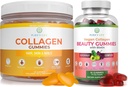 净化生命 海洋Collagen & Vegan Collagen Bundle, 毛皮和钉子保健的Gummys维生素(90 Chews), 减肥剂和弹性, 替换瓶盖, 药片