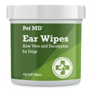 宠物 MD 狗耳清洁擦拭器 – 给狗的蛋白清洁器, 用 Aloe Vera & Eucalyptus 调温耳科, 常规擦拭器, 100 个计数器