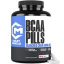 疯狂肌肉BCAA药丸,配有"完美链氨酸补充剂"2:1:1的比例,每药1000毫克BCAA(Better Than Capsules),120片