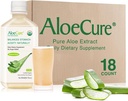 AloeCure USDA 有机Aloe Vera Juice 在12 Hrs的收获范围内制作 - 纯Aloe Juice 天然消化剂 支持消化,免疫系统和平衡胃酸,18 x 500ml瓶