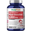 NusaPure Myo-Inositol 2800mg, 200 Capsules, 额外力量补充, 非GMO